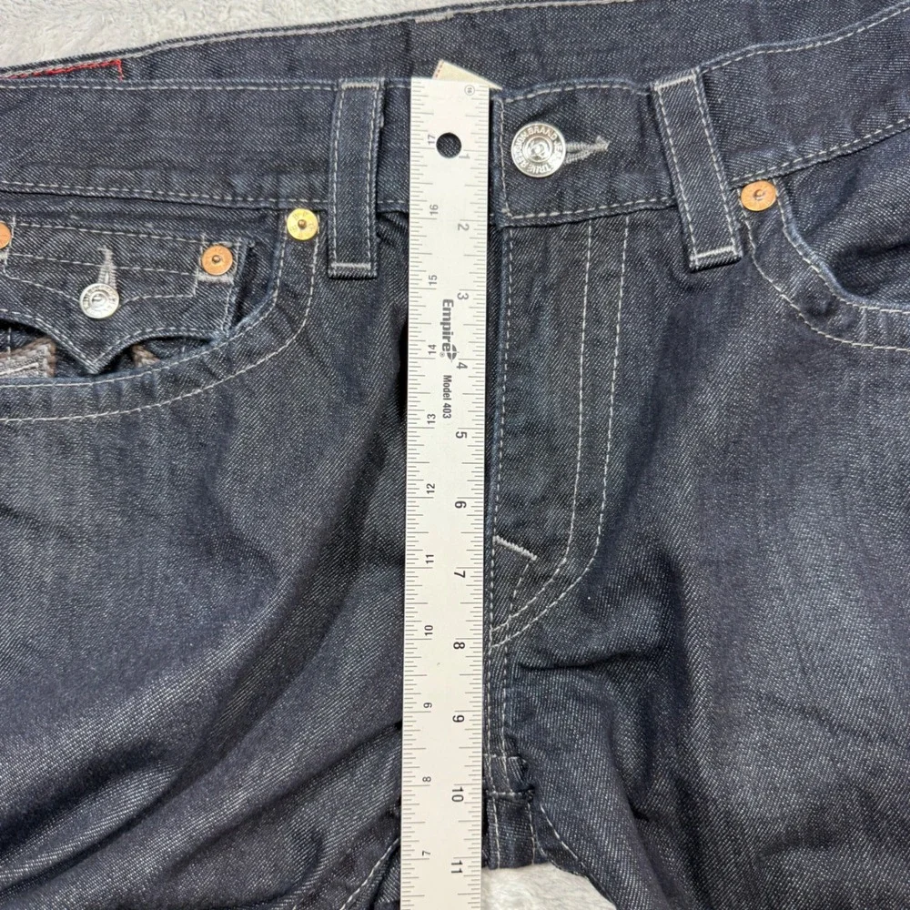 True Religion Ricky Straight Jeans Mens 34 (Fits 37x28) Dark Indigo Relaxed Y2K